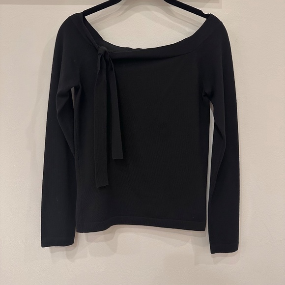 Michael Kors Collection Black tie-neck wool top Sz Small Retail $695 🖤 - Picture 2 of 6